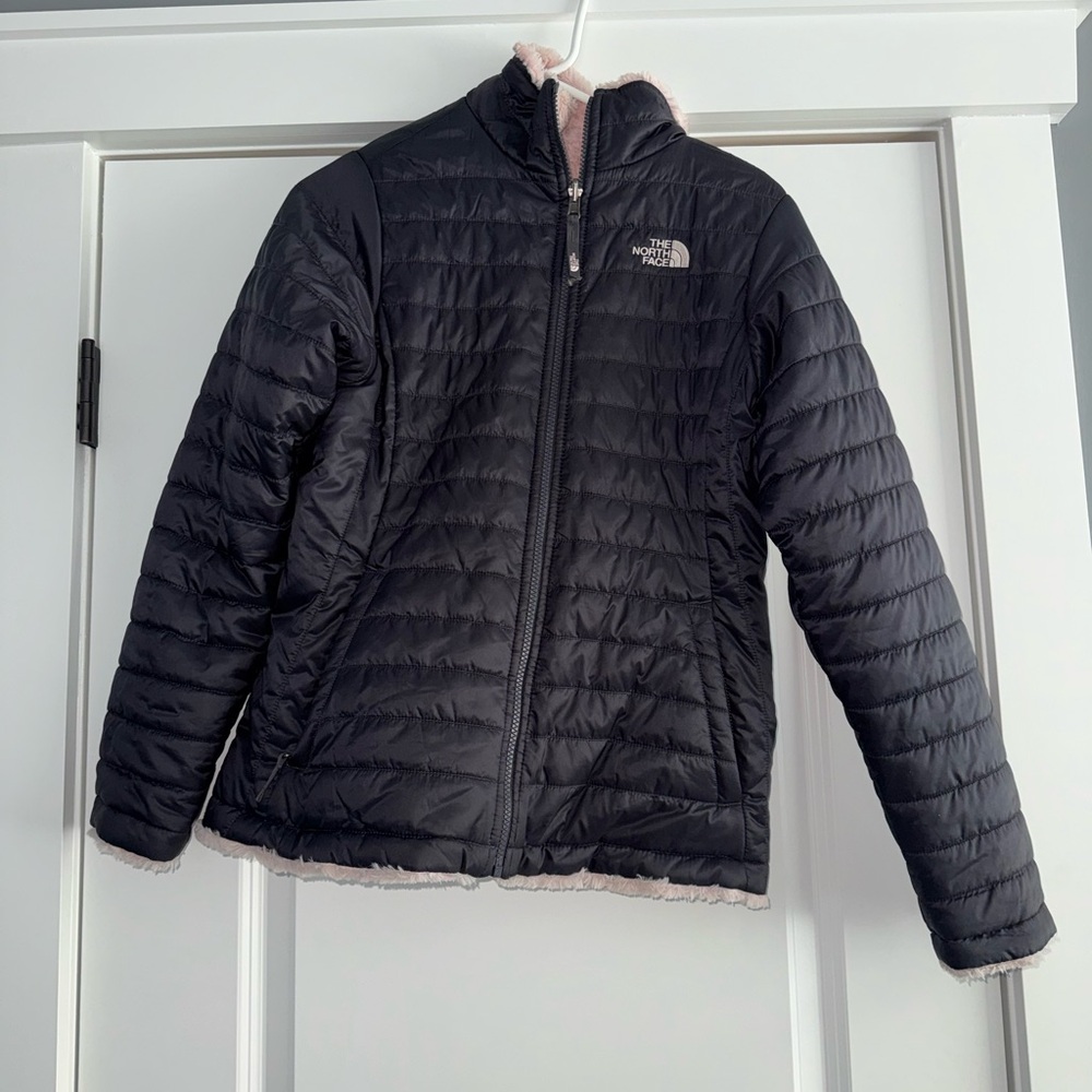 The North Face gray/pink reversible fleece lined  Ski & Snow Jacket